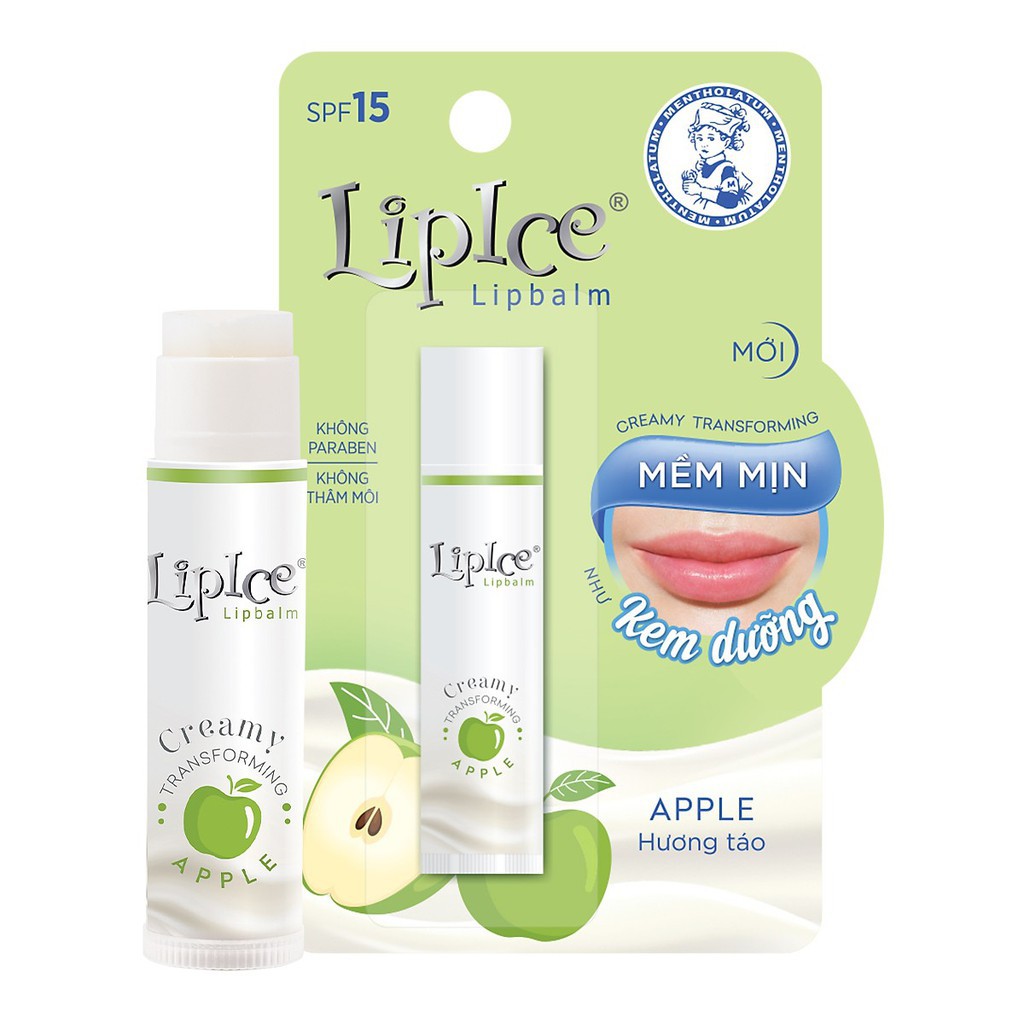 Son Lipice Lipbalm Creamy Apple Dưỡng Không Màu Hương Táo SPF15 4.3g