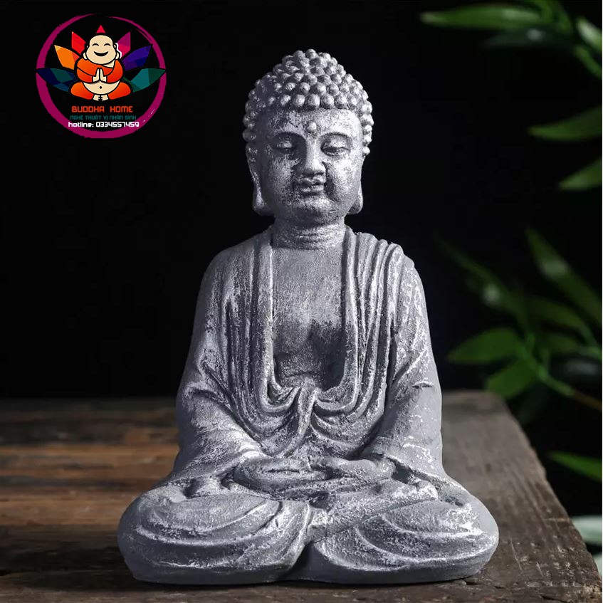 🌺Tượng Đá Phật Thích Ca- Đá Xám - Trang Trí Hồ Thủy Sinh  - Cao 16cm
