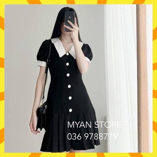 Váy xếp ly chân phối cổ cúc trước - v93 mvp