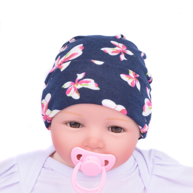 Mũ Beanie Cotton Dệt Kim In Họa Tiết Xinh Xắn Cho Bé Sơ Sinh