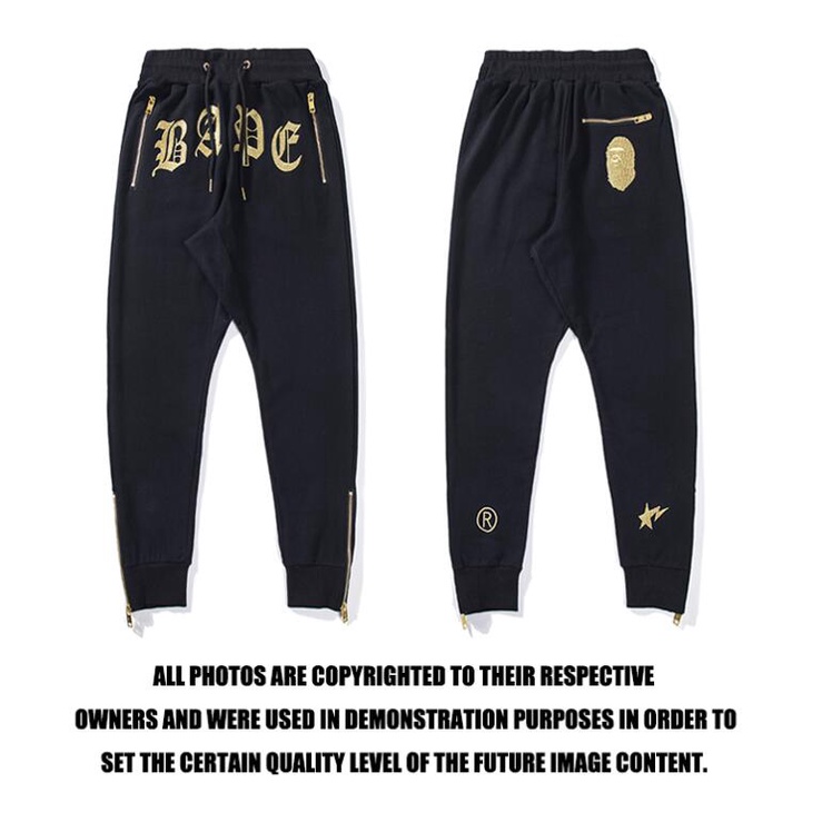 Bape Quần Dài cotton Thêu Họa Tiết Thời Trang Cho Nam Nữ