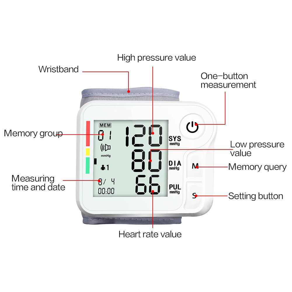 [Hàng mới về] Set máy đo huyết áp đeo cổ tay màn hình lcd