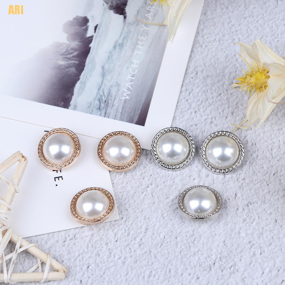 Set 10 Nút Kim Loại Đính Ngọc Trai Dùng Trang Trí Sổ Tay DIY