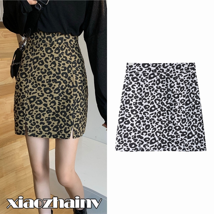 Chân váy chữ A 
XIAOZHAINV lưng cao họa tiết da báo phong cách retro Hàn Quốc thời trang cho nữ | BigBuy360 - bigbuy360.vn