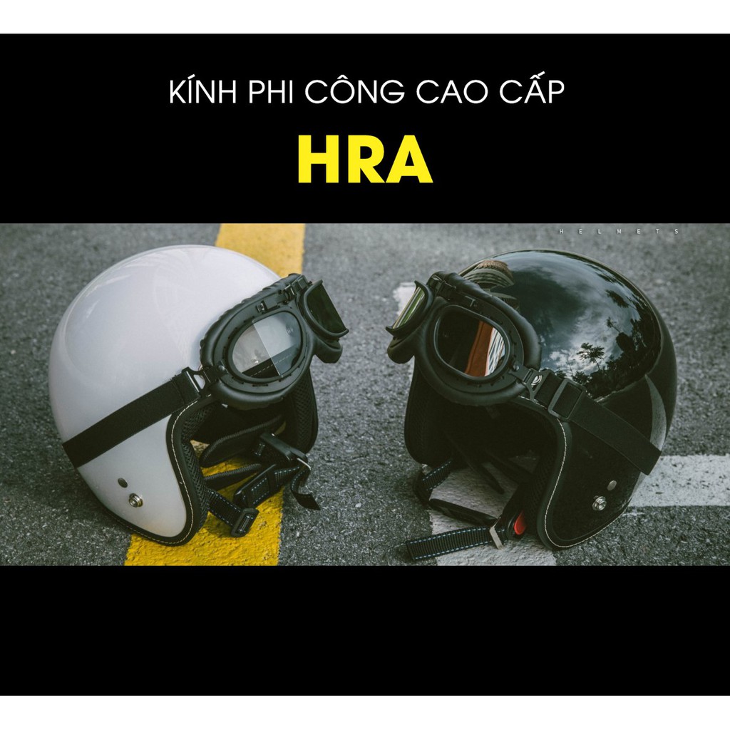 Kính Phi Công Gắn Mũ Bảo Hiểm - HRA Gọng Đen (Nhiều Màu Mắt Kính)