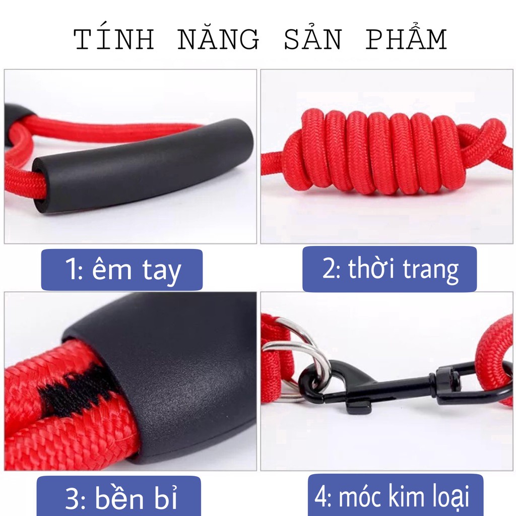 Dây dắt kèm vòng cổ cho chó 15-25kg - Phụ kiện cho thú cưng size L (màu đỏ)