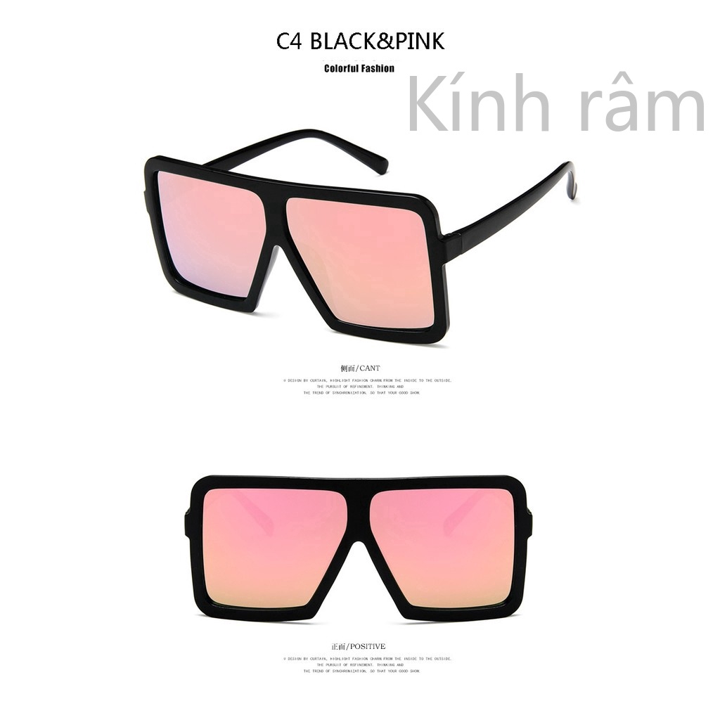 Kính mát gọng vuông bản lớn thời trang cho nam nữ
