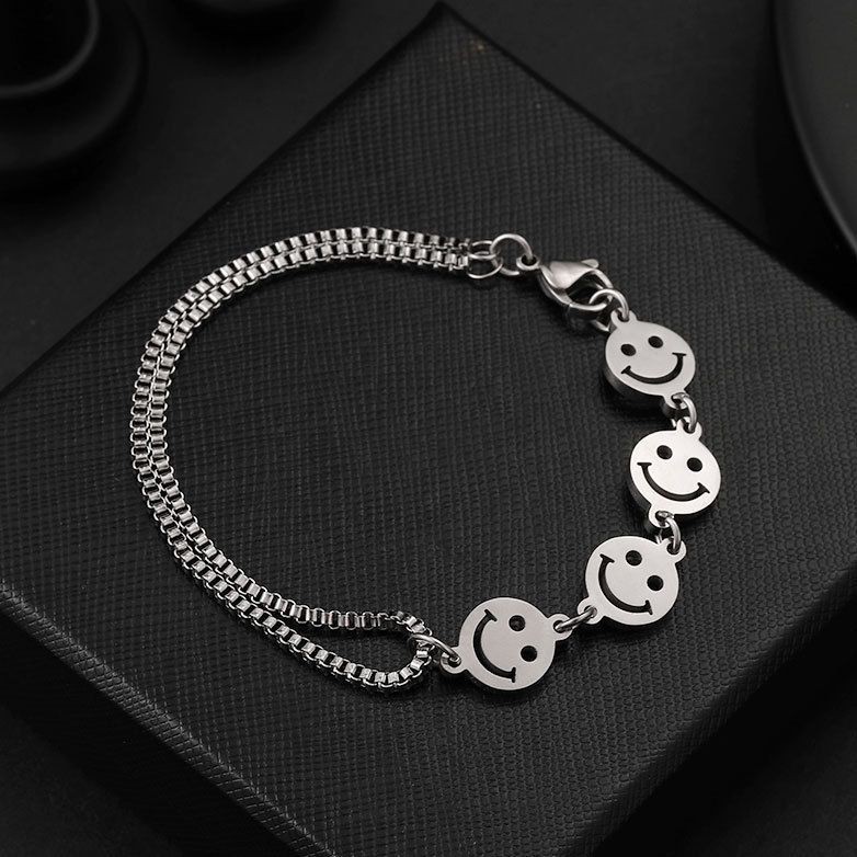 Harajuku Style Trendy Smiley Stainless Steel Bracelet