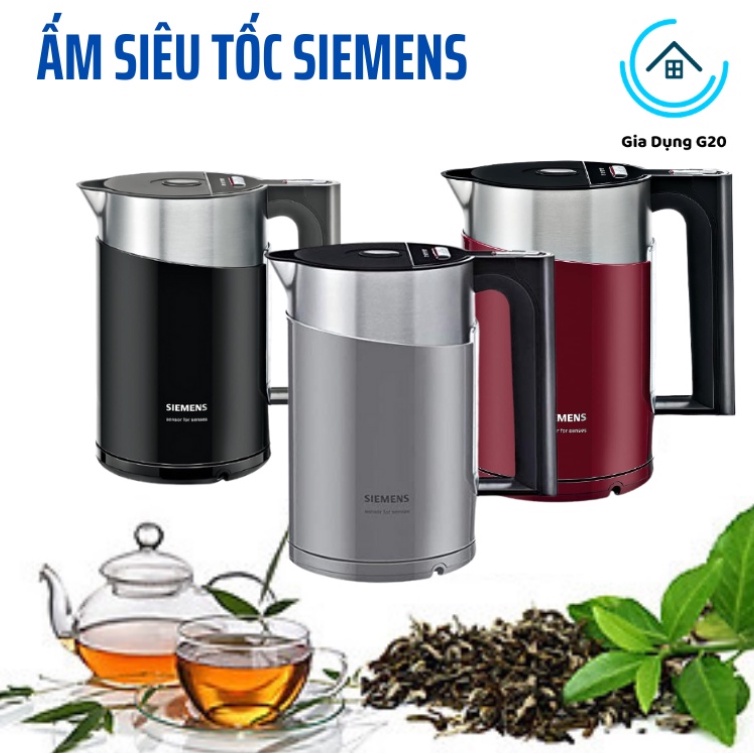 Ấm Siêu Tốc Có Chỉnh Nhiệt SIEMENS, Ấm Đun Nước Công Suất 2400W, Dung Tích 1.5L, Chất Liệu Thép Không Gỉ, Nhập Đức
