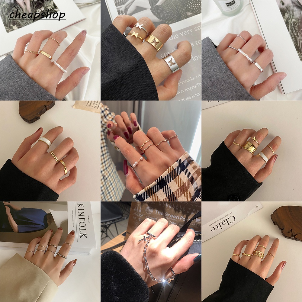 iF YOU Bộ nhẫn   đính ngọc mắt mèo sang trọng thời trang cho nữ