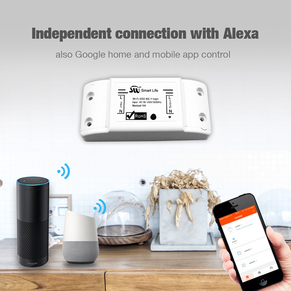 Tự làm công tắc đèn thông minh WiFi Công tắc hẹn giờ đa năng Điều khiển từ xa không dây Hoạt động với Nhà thông minh Alexa Google Home