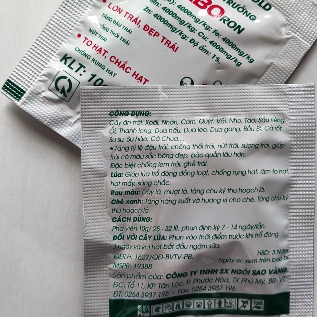 Canxi Bo  (viên 10g) Chống Nứt Trái, Lớn Trái, Bóng Trái, Phân Bón Ga3 Siêu Canxi-Bo