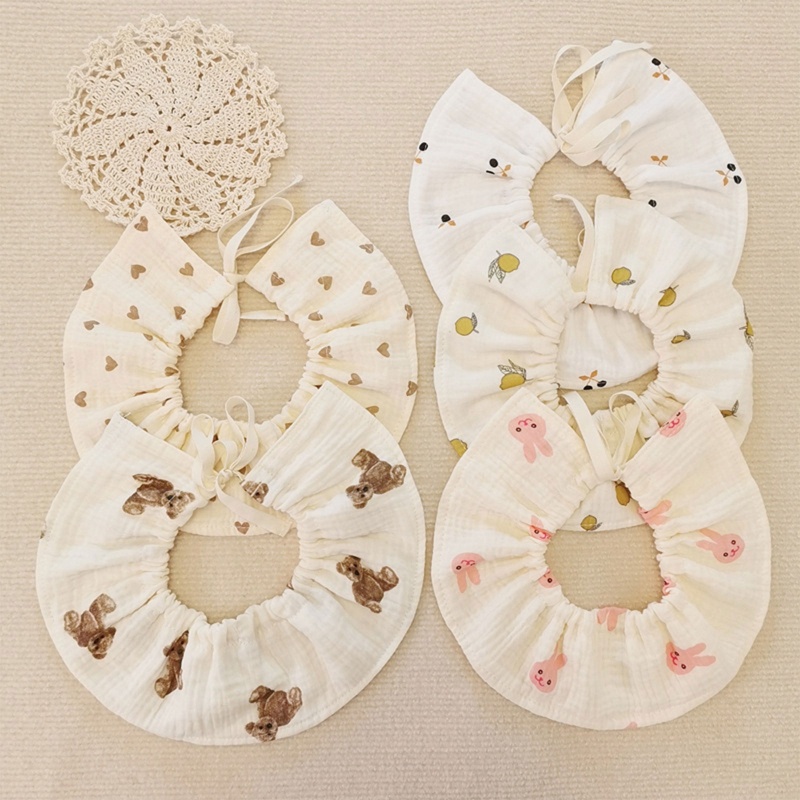 Yếm Ăn Cotton Mềm Mại Thoáng Khí In Họa Tiết Hoa Xinh Xắn Dành Cho Các Bé