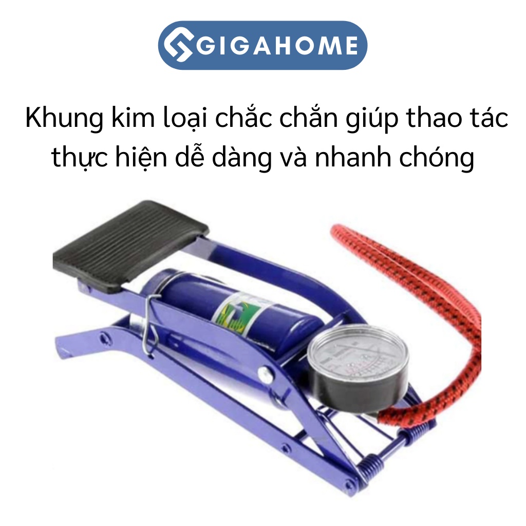 Bơm Xe Máy, Xe Đạp Đạp Chân GIGAGOME 1 Ống XiLanh Nhanh Đầy Hơi 3089