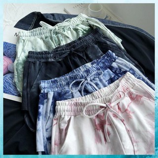 [FreeShip] Quần short Nữ Cạp Cao Ống Rộng, Quần Đùi Loang Cạp Chun Vải Thun Mềm Mát Mịn