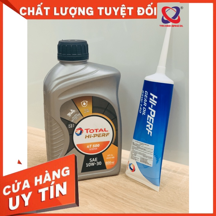 Combo Nhớt Total Hi perf xe ga 4T 500 SC 10W30 + Dầu hộp số Gear Oil 85W140