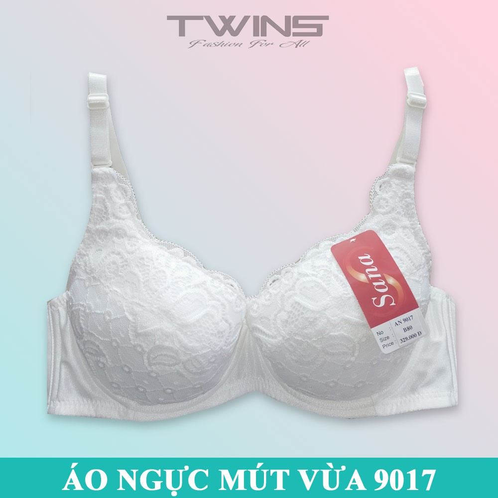 Áo ngực nữ ren nâng ngực Sana 9017 có gọng mút vừa có thể tháo rời cúp xéo nguyên ngực size 34-36-38