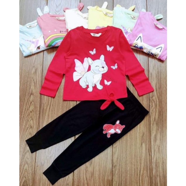 Bộ bé gái dài tay size đại cotton xuất dư Gapkids chất đẹp mát thấm mồ hôi