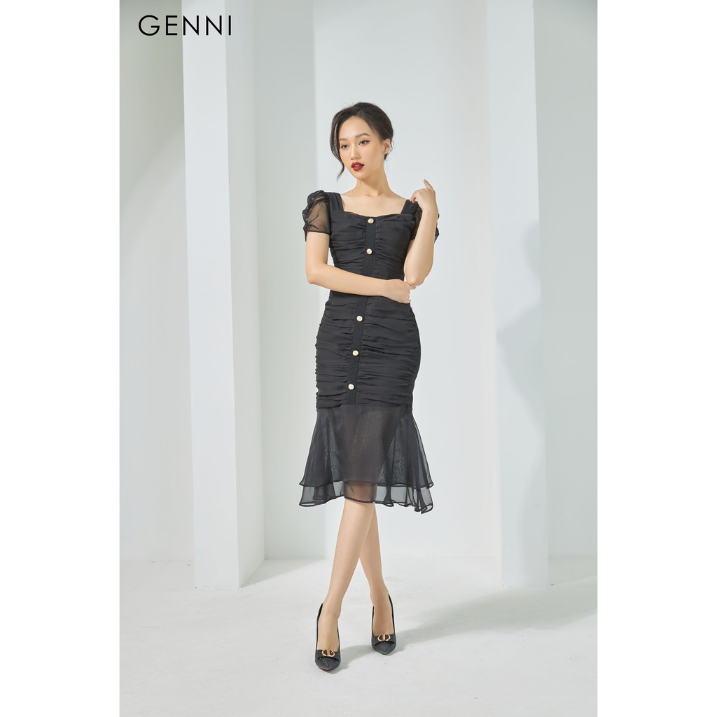 [Mã FAMALLT5 giảm 15% đơn 150k] Váy tơ body nhún thân GV017 - Genni