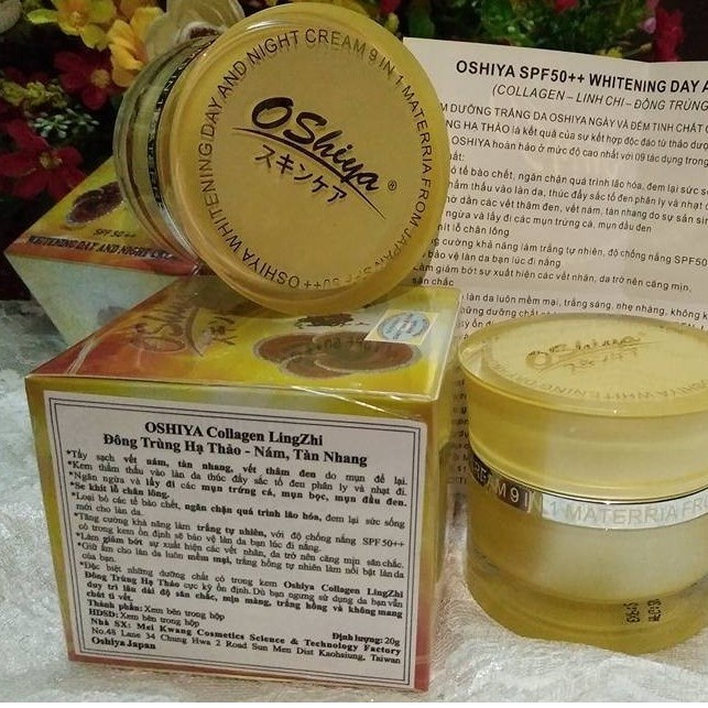 KEM OSHIYA ĐÔNG TRÙNG HẠ THẢO - COLLAGEN - LINH CHI 20G - XOÁ NÁM  VÀ NGĂN NGỪA TÀN NHANG - ĐỒI MỒI