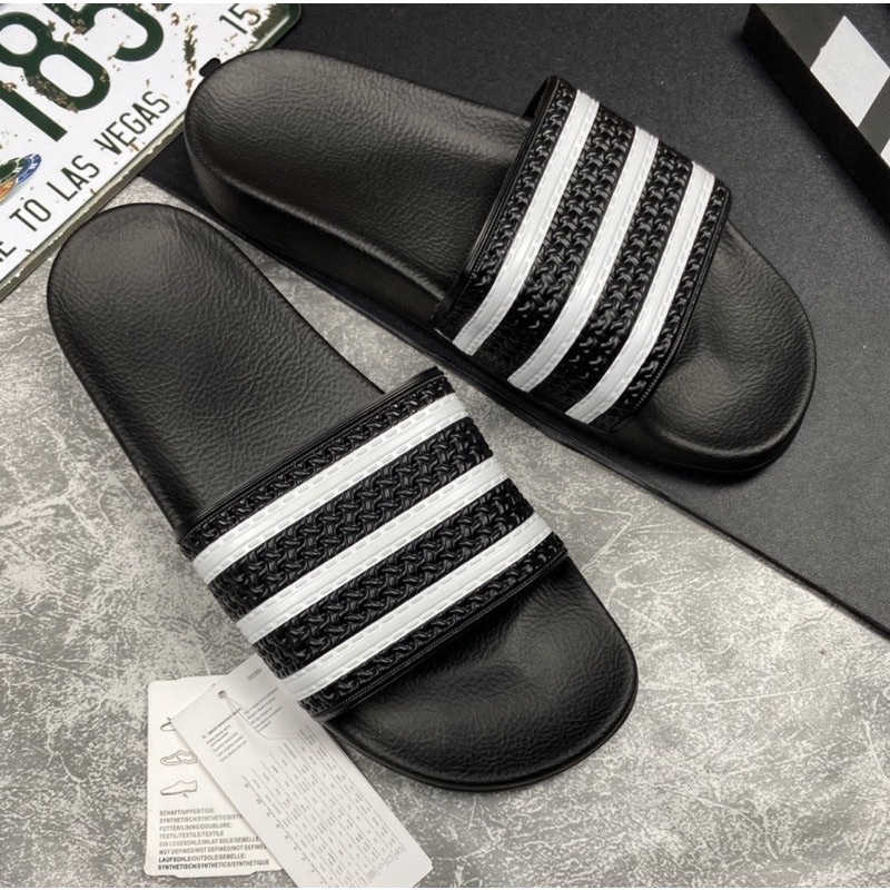 Dép Nam - Dép Bánh Mỳ Quai Ngang Italy Màu Đen 3 Sọc Trắng, Sọc Đen, Sọc Xanh