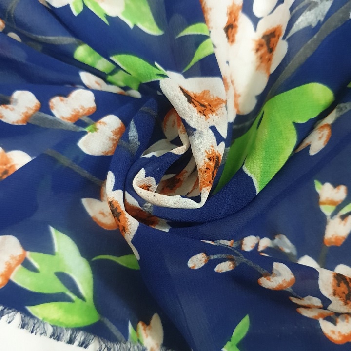 Khúc Voan Chiffon Hoa Các Loại Khổ 1m5, Chất Mỏng Mềm Rũ, Không Co Giãn, Cần Phải Lót.