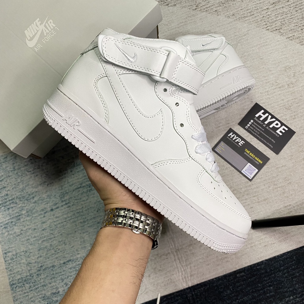 Giày sneaker Nike Air Force 1 Mid White - Phiên bản 1:1 | Hype Sneaker .
