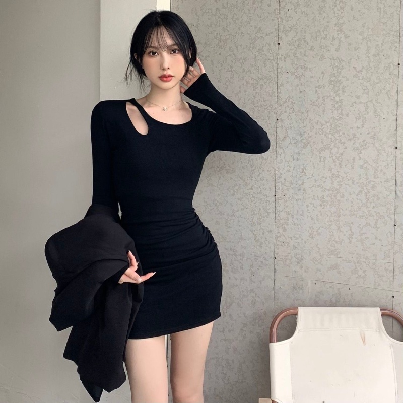 COZOK Đầm Tay Dài Dáng Ôm Thời Trang Quyến Rũ Cho Nữ