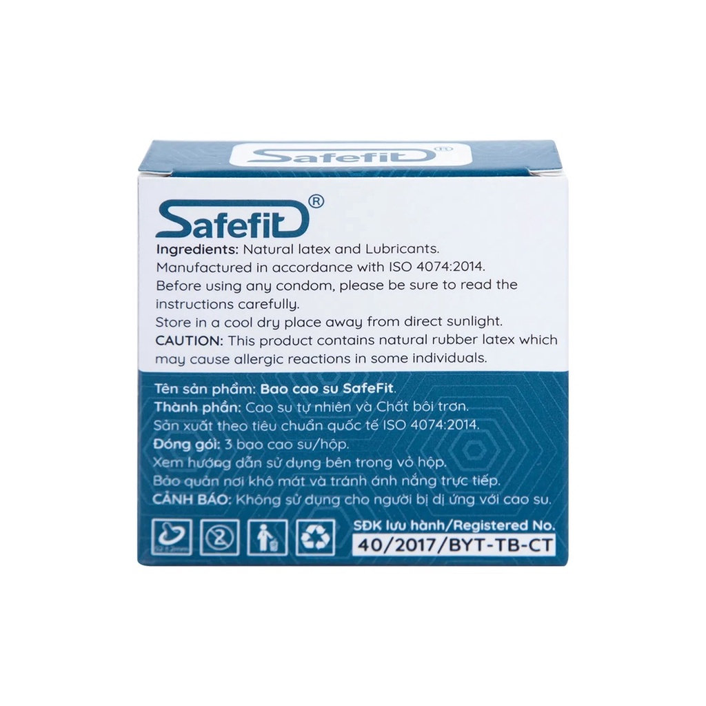 Bao cao su SafeFit Comfortable S52, bcs siêu mỏng chống xuất tinh sớm kéo dài thời gian quan hệ