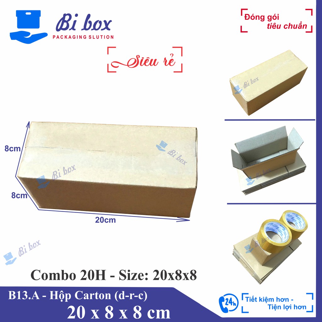 Combo 20 hộp đựng 20x8x8 - hộp carton đóng hàng giá rẻ