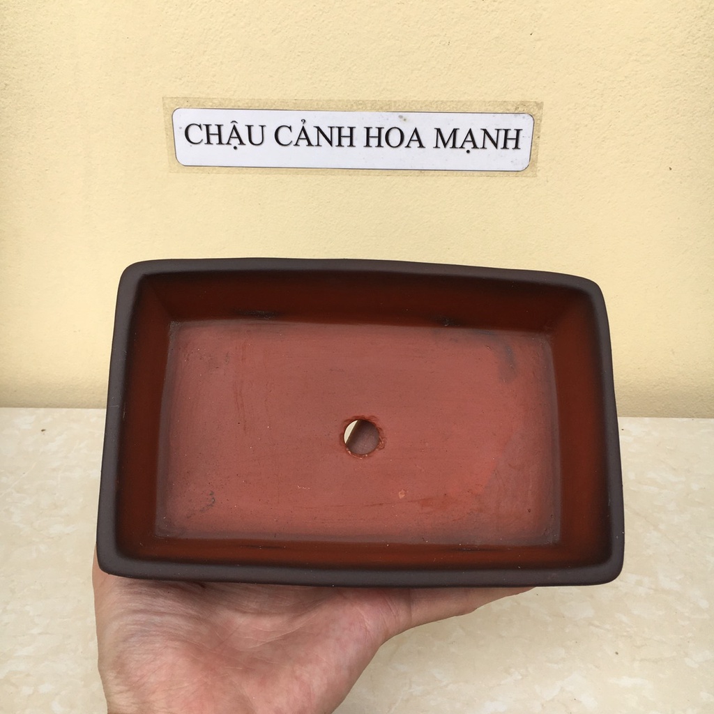Chậu Chữ nhật bonsai sen đá mini đất nung màu đỏ gốm Bát tràng 1 size SP435