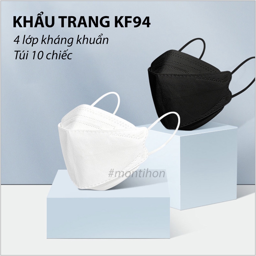 Combo 50 Chiếc Khẩu trang 4 Lớp KF94 chống bụi kháng khuẩn - Hàng đẹp dày dặn - Trắng/Xám/Xanh/Đen