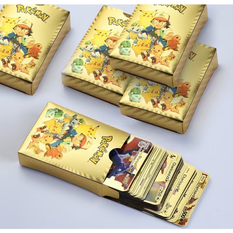 Bộ thẻ bài Pokemon cao cấp mạ bạc, vàng 55 thẻ