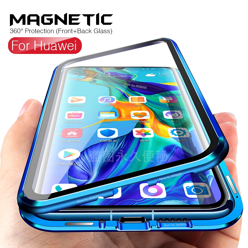 Ốp lưng kính cường lực hai mặt khung nam châm bảo vệ toàn diện cho Huawei p40 pro p30 pro p30pro p40pro