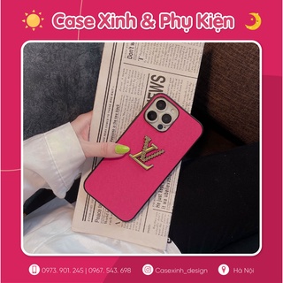 Ốp lưng IPhone LV nhám hồng đậm siêu sang bảo vệ máy Case Xinh 7P.8P.X.XsMax.11.11Promax.12Promax.13.13Promax