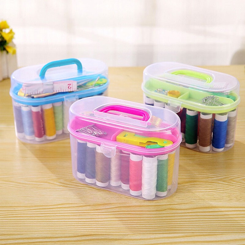 Bộ kim chỉ may vá đa năng 55 món kèm hộp đựng trong suốt - HỘP KIM CHỈ ĐA NĂNG LOẠI TO 55 CHI TIẾT