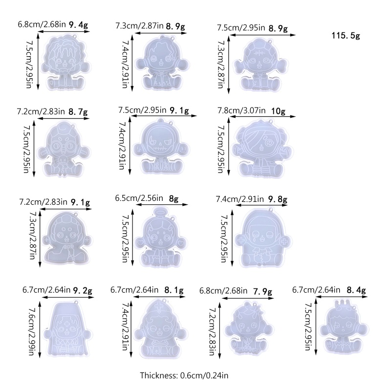 Sa Khuôn Silicon Làm Móc Khóa Hình Bong Bóng Hoạt Hình DIY