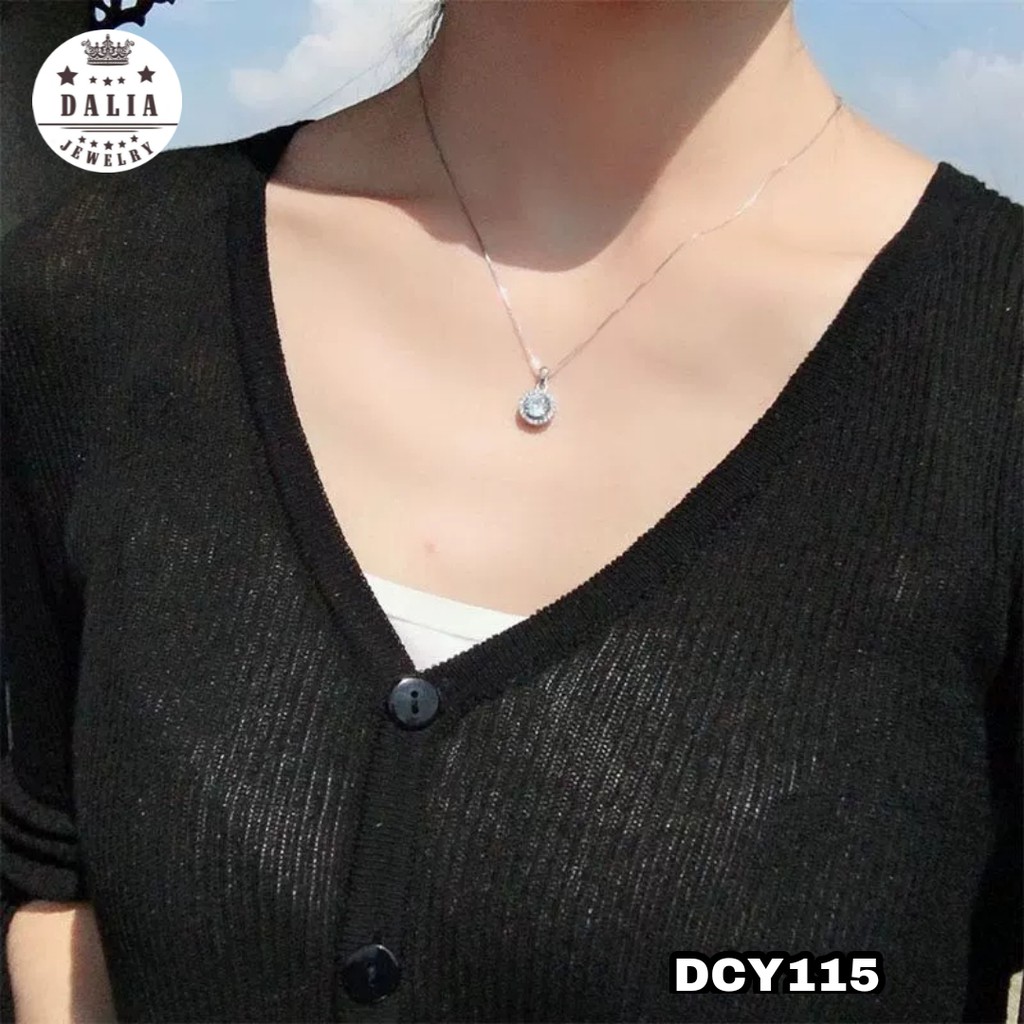 Vòng cổ bạc nữ DaLiA Jewelry mặt dây chuyền bạc hình tròn tiểu thư có sợi mì sợi xích dễ phối đồ chuẩn bạc thật 925
