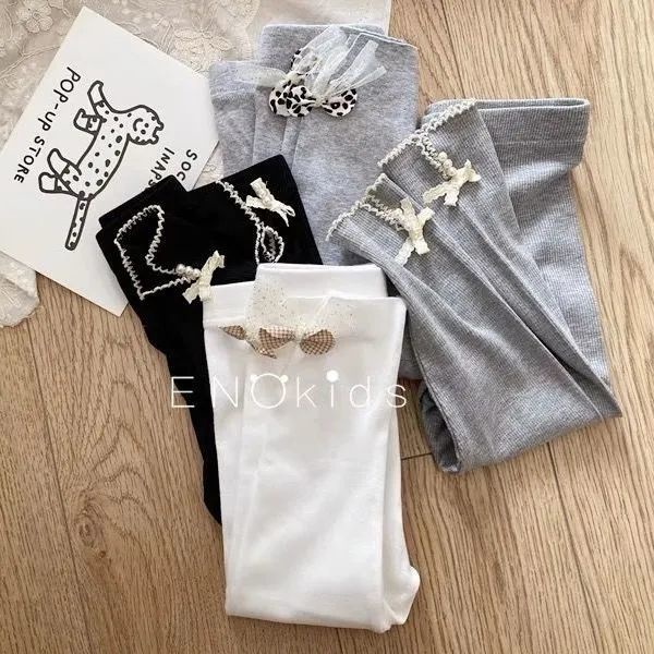 Quần Legging Lưng Cao Đính Nơ Xinh Xắn Cho Bé Gái