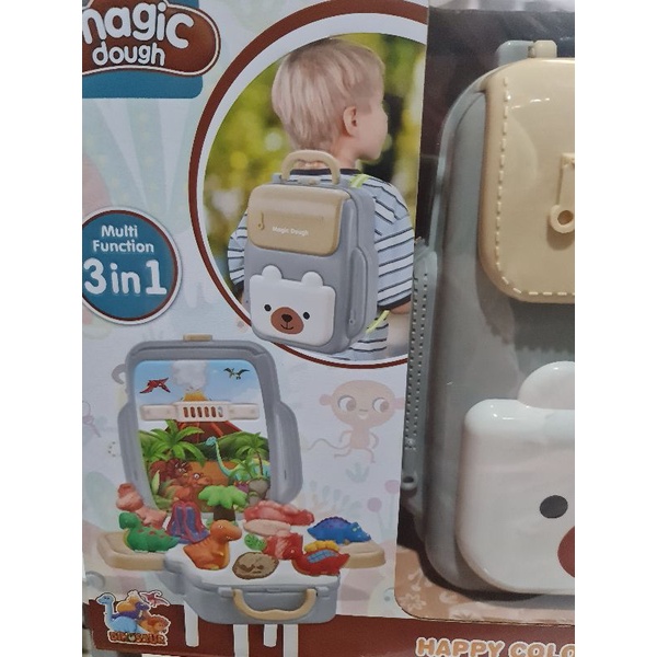 Balo bột nặn công viên khủng long đa năng cho bé, hộp 38.5cm, mã 8628 siêu ngầu.