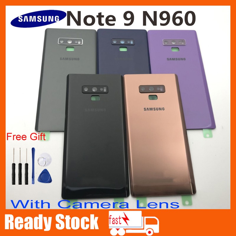 Samsung Galaxy NOTE 9 N960 N960F SM-N960FD Pin Nắp lưng Cửa + Tai máy ảnh Kính ống kính Thay thế Phụ tùng thay thế