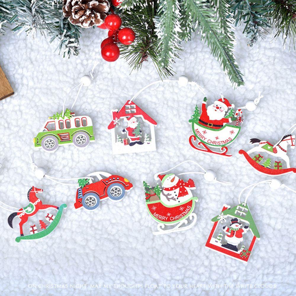 CONOPERY Bộ 12 Phụ Kiện Treo Trang Trí Cây Thông Giáng Sinh Bằng Gỗ Hình Ngôi Sao &amp; Thiên Thần &amp; Tuần