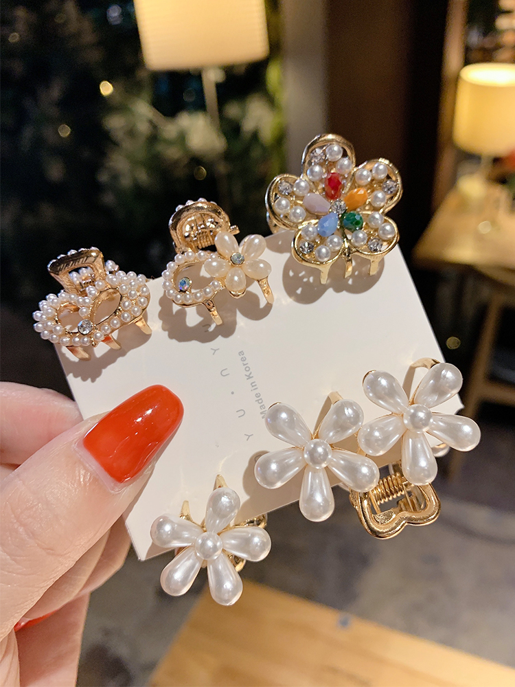 Kẹp Tóc Hình Hoa Đính Ngọc Trai Nhân Tạo Phong Cách Hàn Quốc