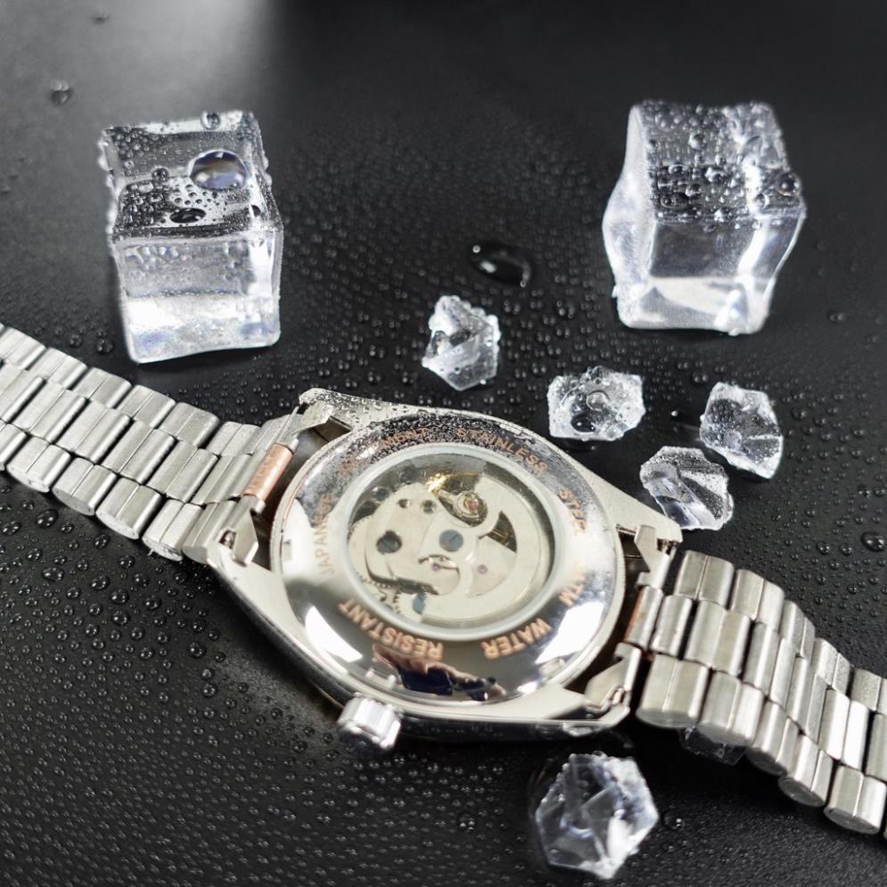 Đồng Hồ Nam Cơ Automatic- Đồng Hồ Cơ Lộ Máy Dây Kim Loại Máy Nhật Mặt Kính Chống Xước Chống Nước 5ATM- Mã Rlex