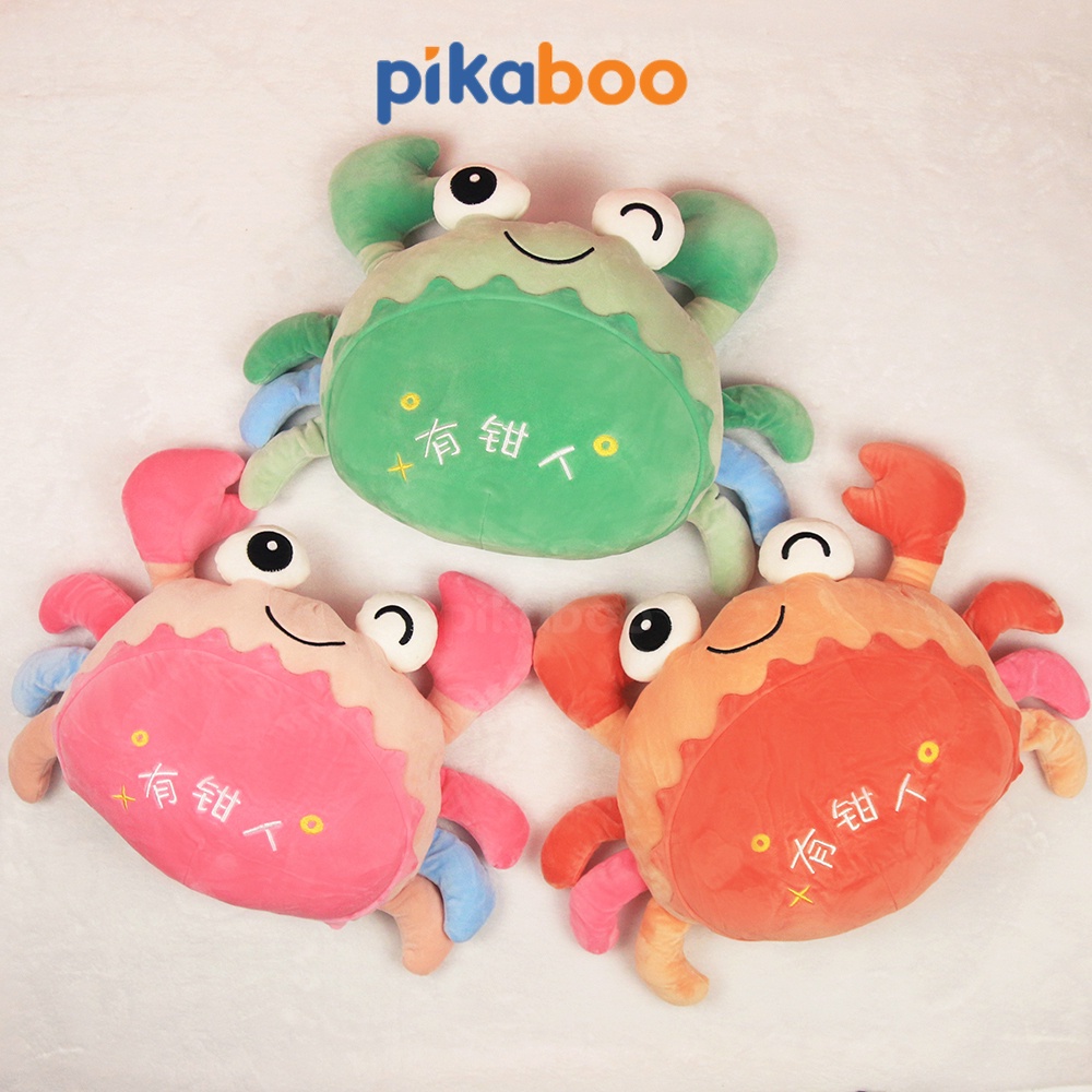 Gấu bông con cua cao cấp Pikaboo vải cotton nhung mềm mịn co giãn, nhồi bông 3D tinh khiết an toàn