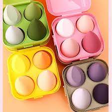 Hộp gồm 4 mút tán kem nền mút trang điểm mềm mại hình giọt nước siêu tiện dụng