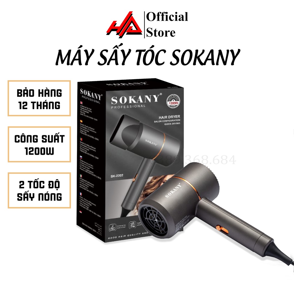 Máy sấy tóc mini, Máy sấy tóc công suất lớn tạo kiểu chính hãng SOKANY, bảo hành 12 tháng - HAHA Store