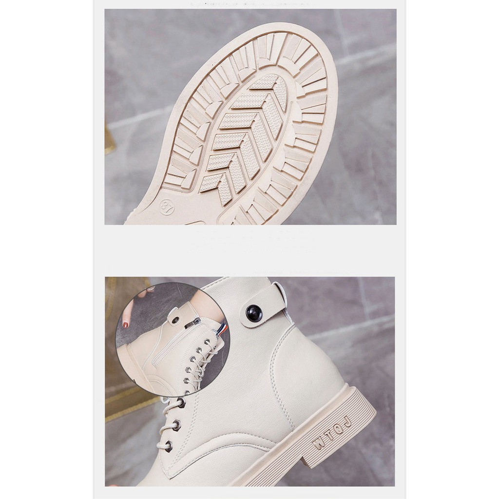 Giày bốt Martin phong cách Anh quốc cổ cao gót Thấp ❤Có màu đen và trắng❤ | BigBuy360 - bigbuy360.vn