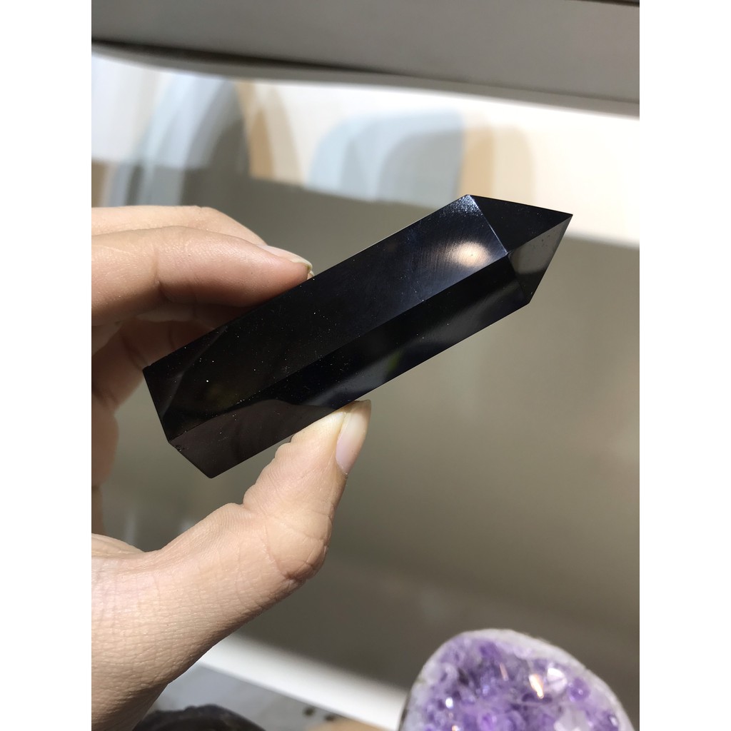 Trụ đá Onyx đen size nhỏ ( ~ 7 cm) - Trụ đá thanh tẩy màu đen
