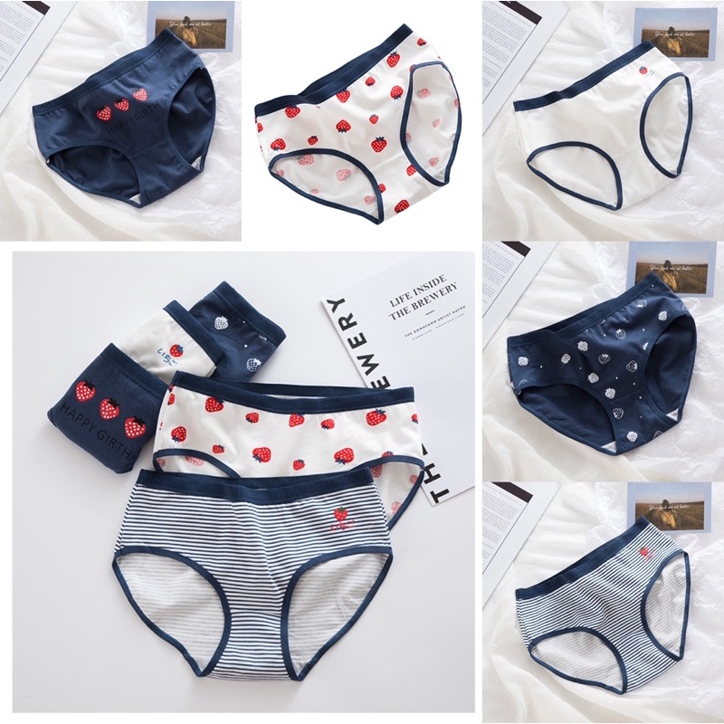 Quần Lót Nữ Cotton Siêu Thoáng Nâng Mông Dâu Tây Tím Than Siêu xinh  QL10